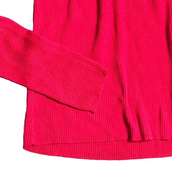 Fair Isle Turtleneck Sweater Basic Editions Size XL Red Rib Knit Cotton Blend - Picture 4 of 7